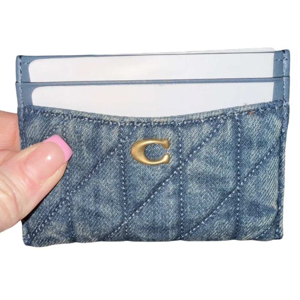 COACH Essential Loved Quilted Denim Card Case